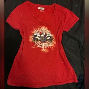 Disney Red Short Sleeve V-Neck Cruise Line Tee
